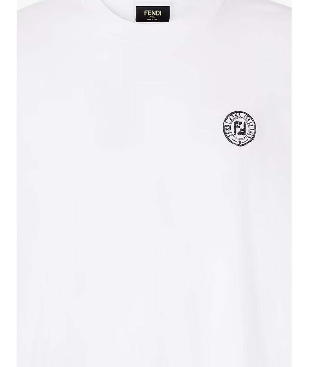 FENDI Белая хлопковая футболка, фото 3