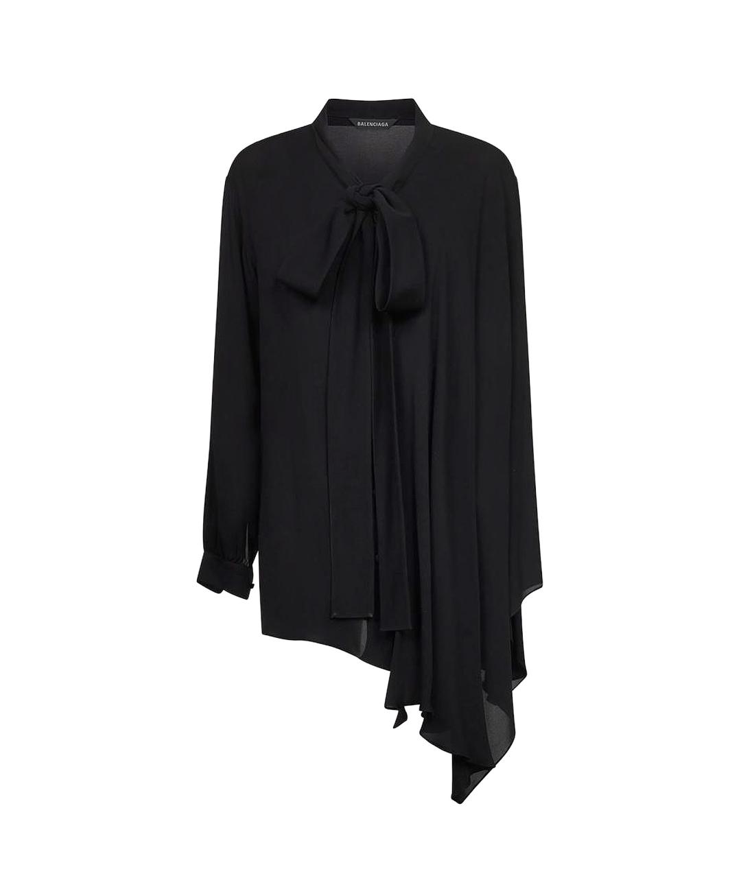 BALENCIAGA Черная шелковая блузы, фото 1