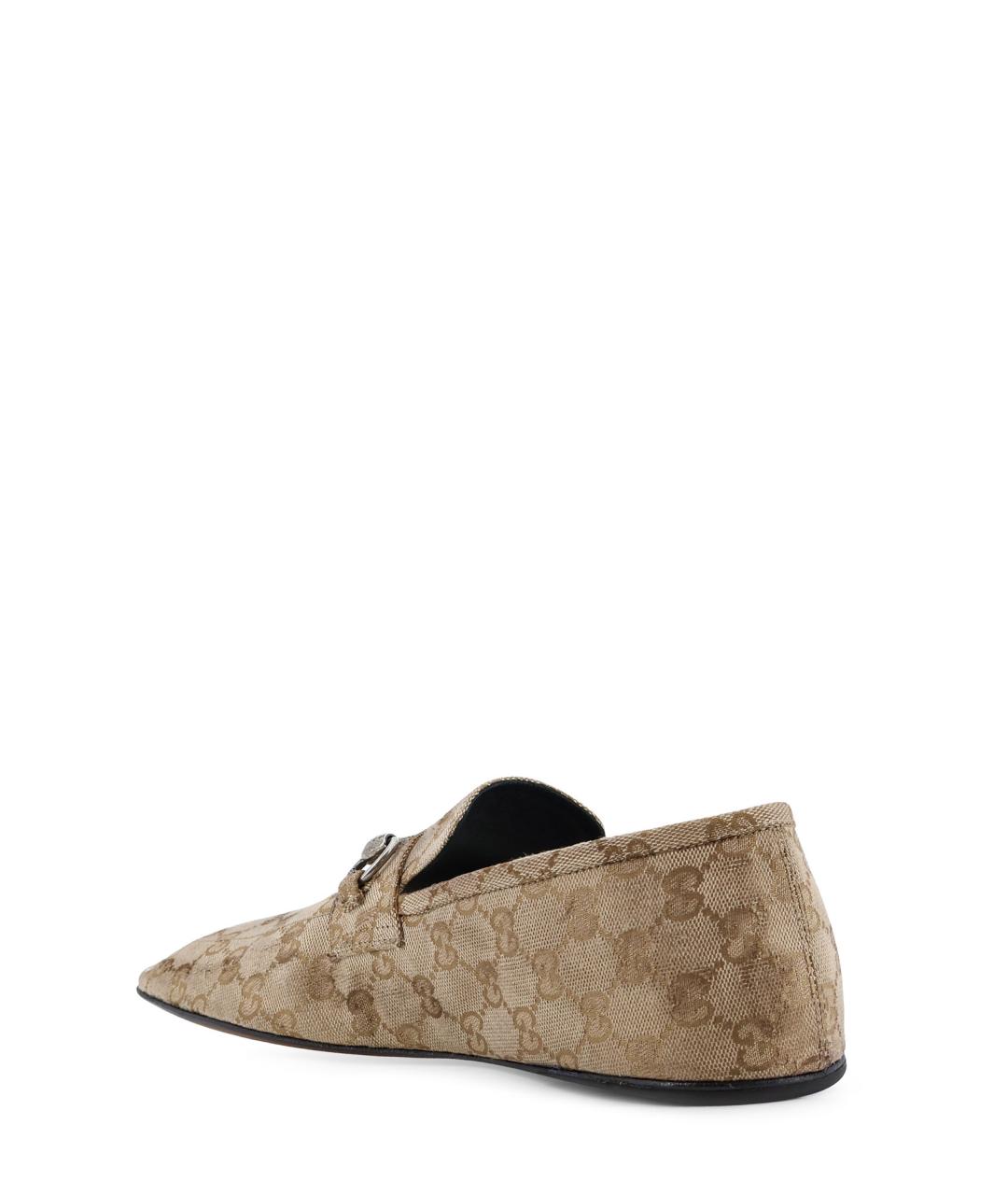 GUCCI Бежевые текстильные лоферы, фото 3
