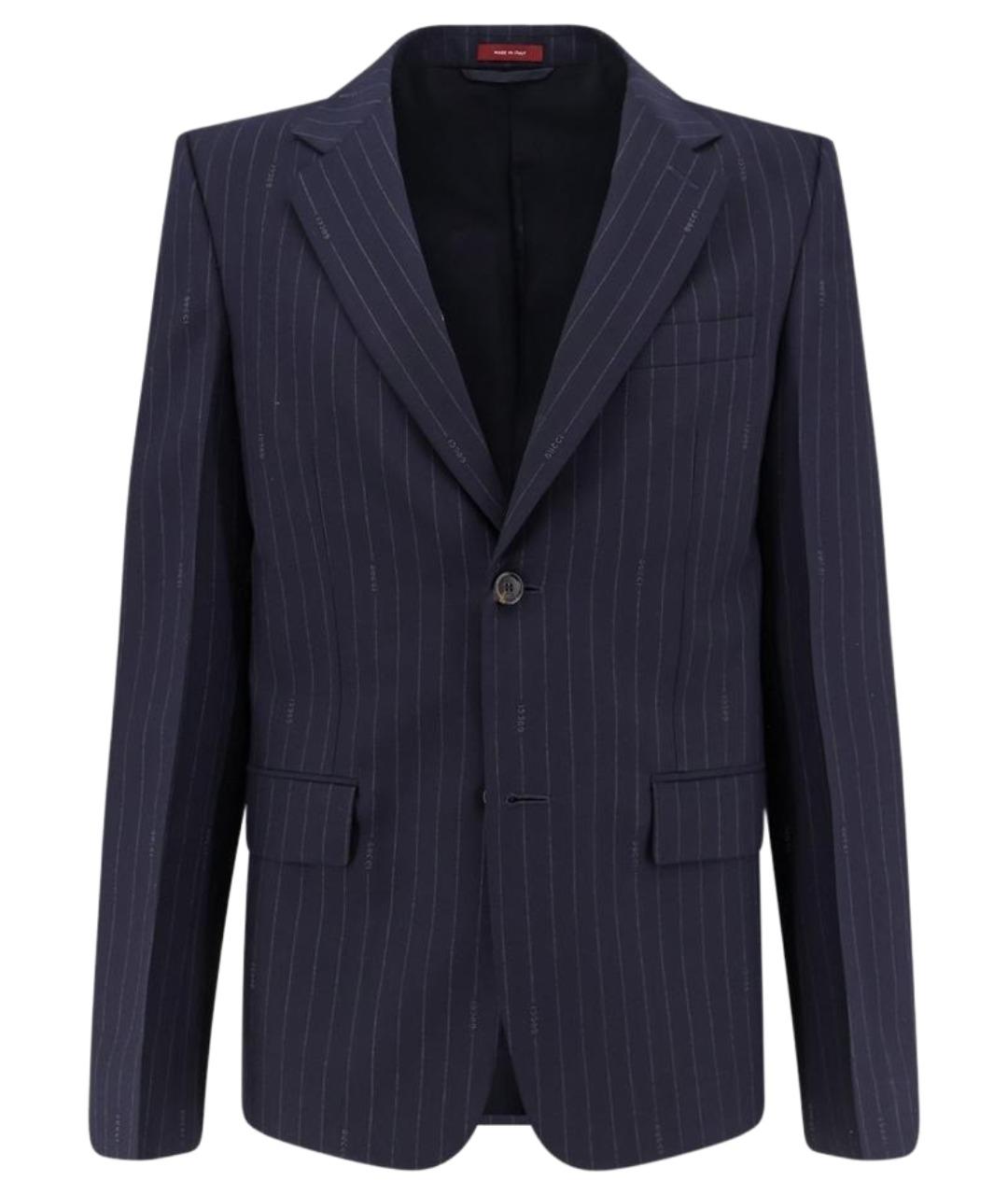 GUCCI Темно-синий шерстяной пиджак, фото 1