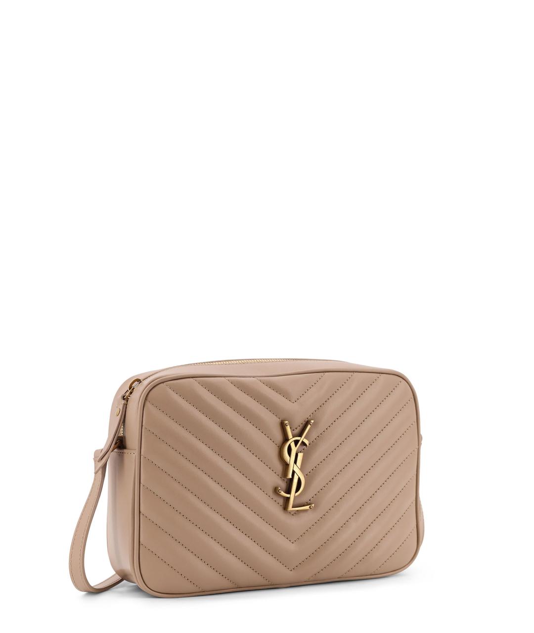 SAINT LAURENT Бежевая кожаная сумка через плечо, фото 3