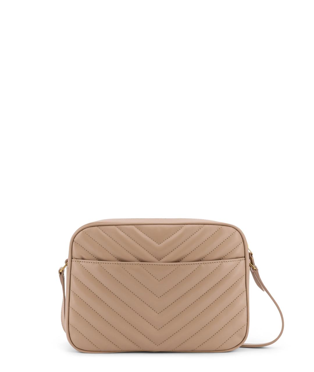 SAINT LAURENT Бежевая кожаная сумка через плечо, фото 2