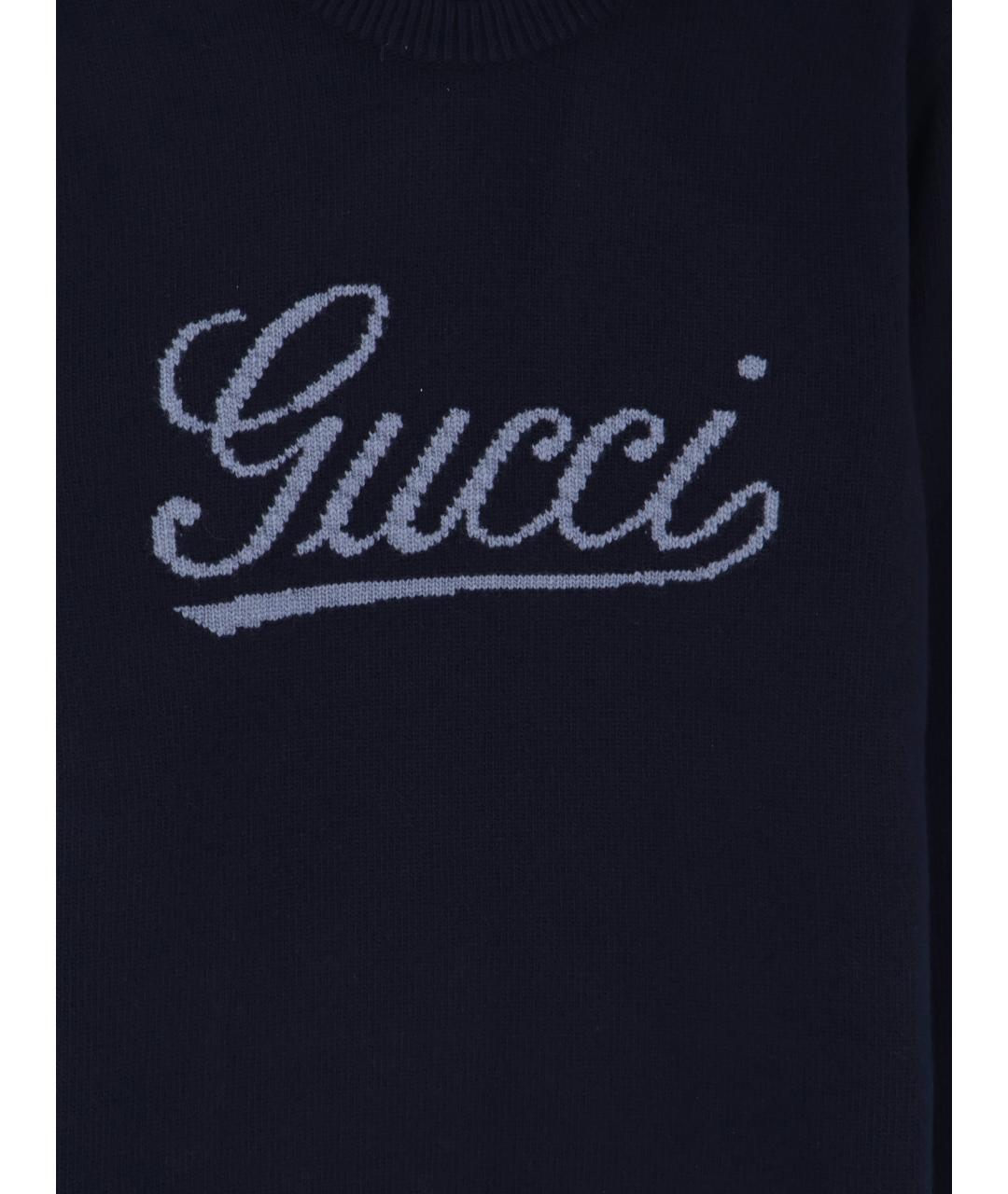 GUCCI Темно-синий шерстяной джемпер / свитер, фото 3