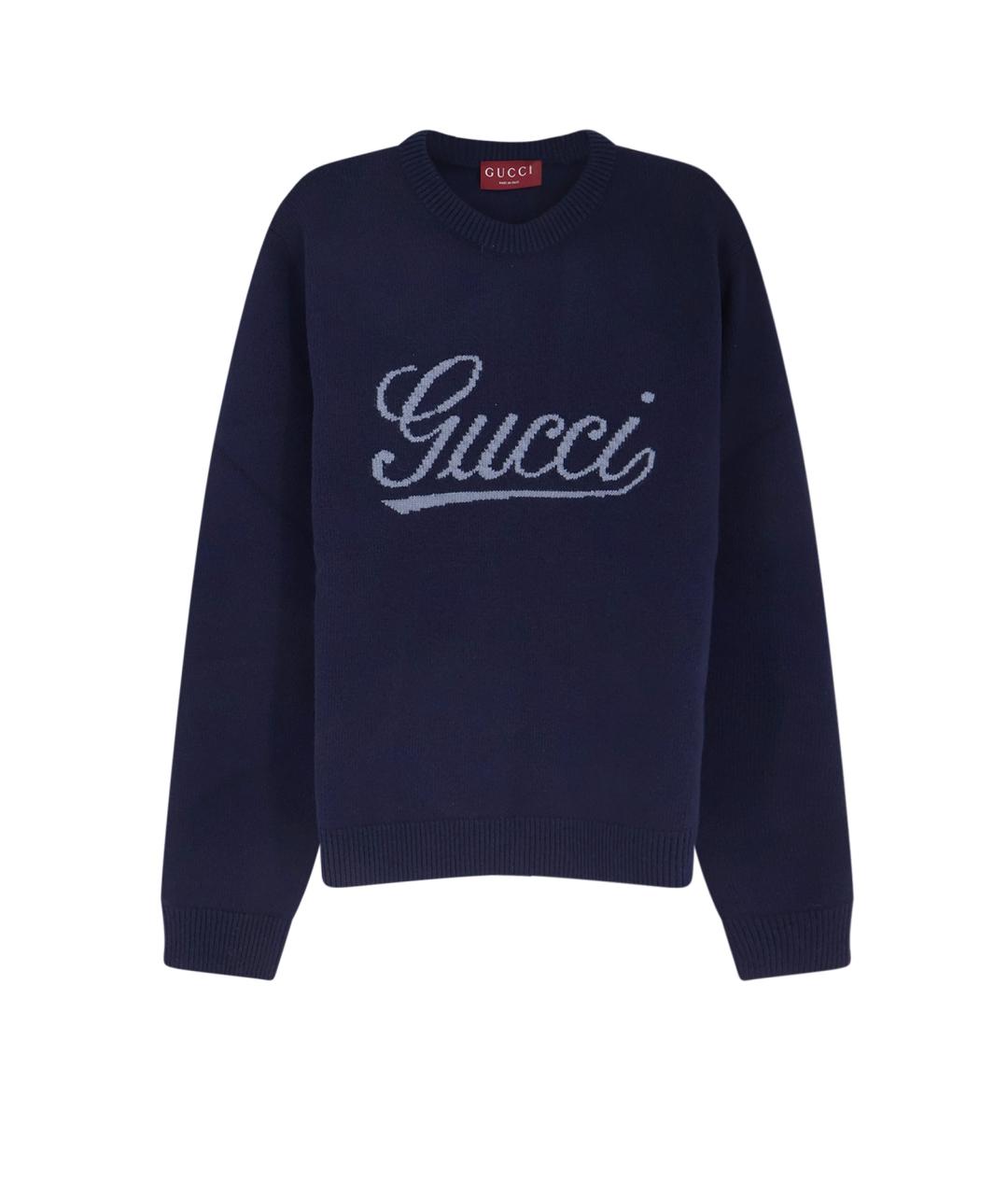 GUCCI Темно-синий шерстяной джемпер / свитер, фото 1