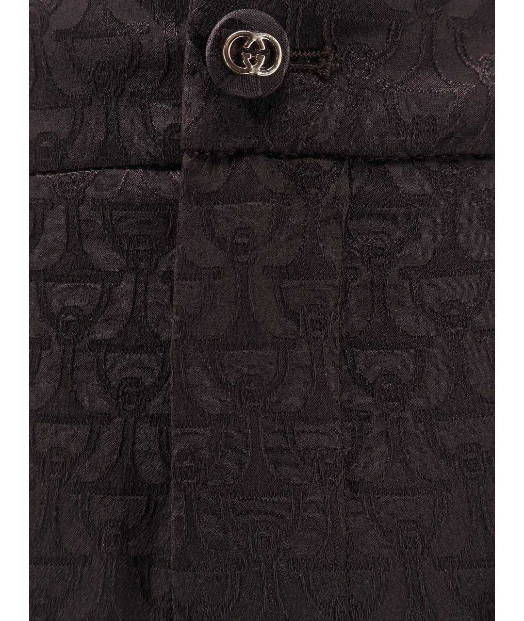 GUCCI Коричневые шелковые прямые брюки, фото 3