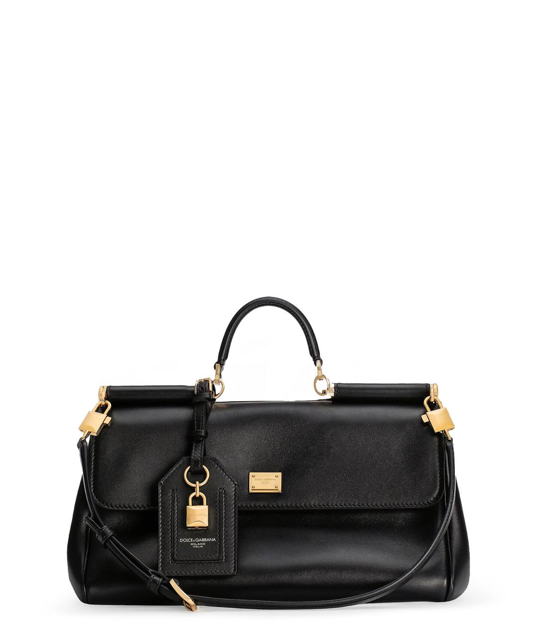 DOLCE&GABBANA Черная кожаная сумка с короткими ручками, фото 1