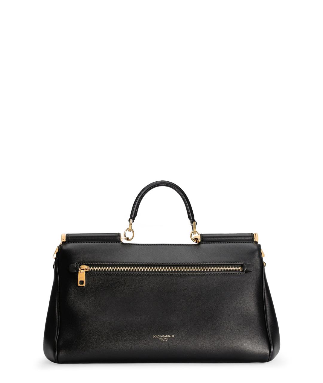 DOLCE&GABBANA Черная кожаная сумка с короткими ручками, фото 2