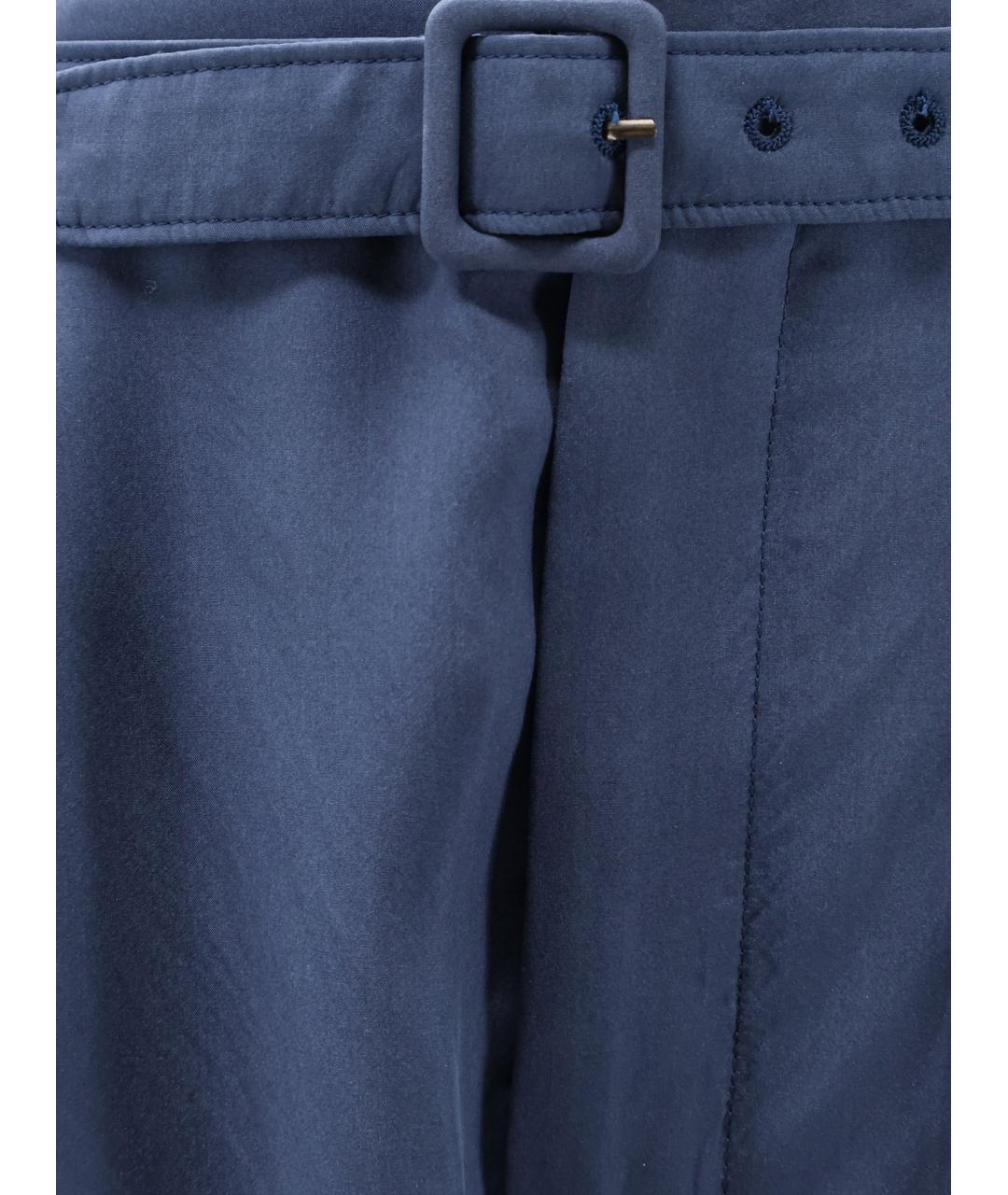 SAINT LAURENT Синие шелковые повседневные брюки, фото 3