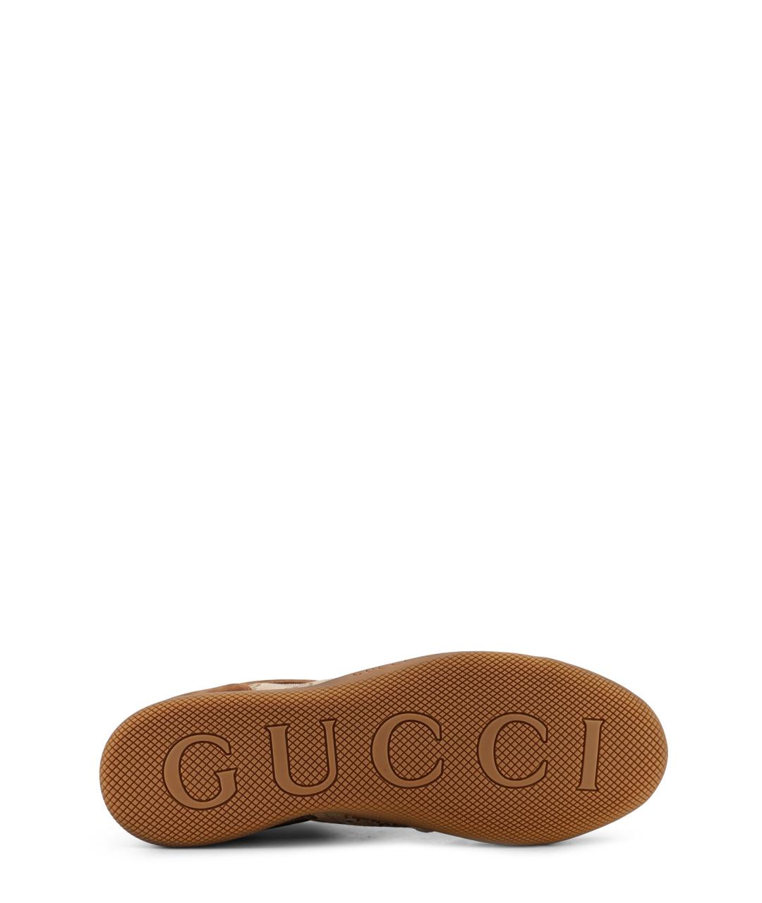 GUCCI Коричневые замшевые низкие кроссовки / кеды, фото 4