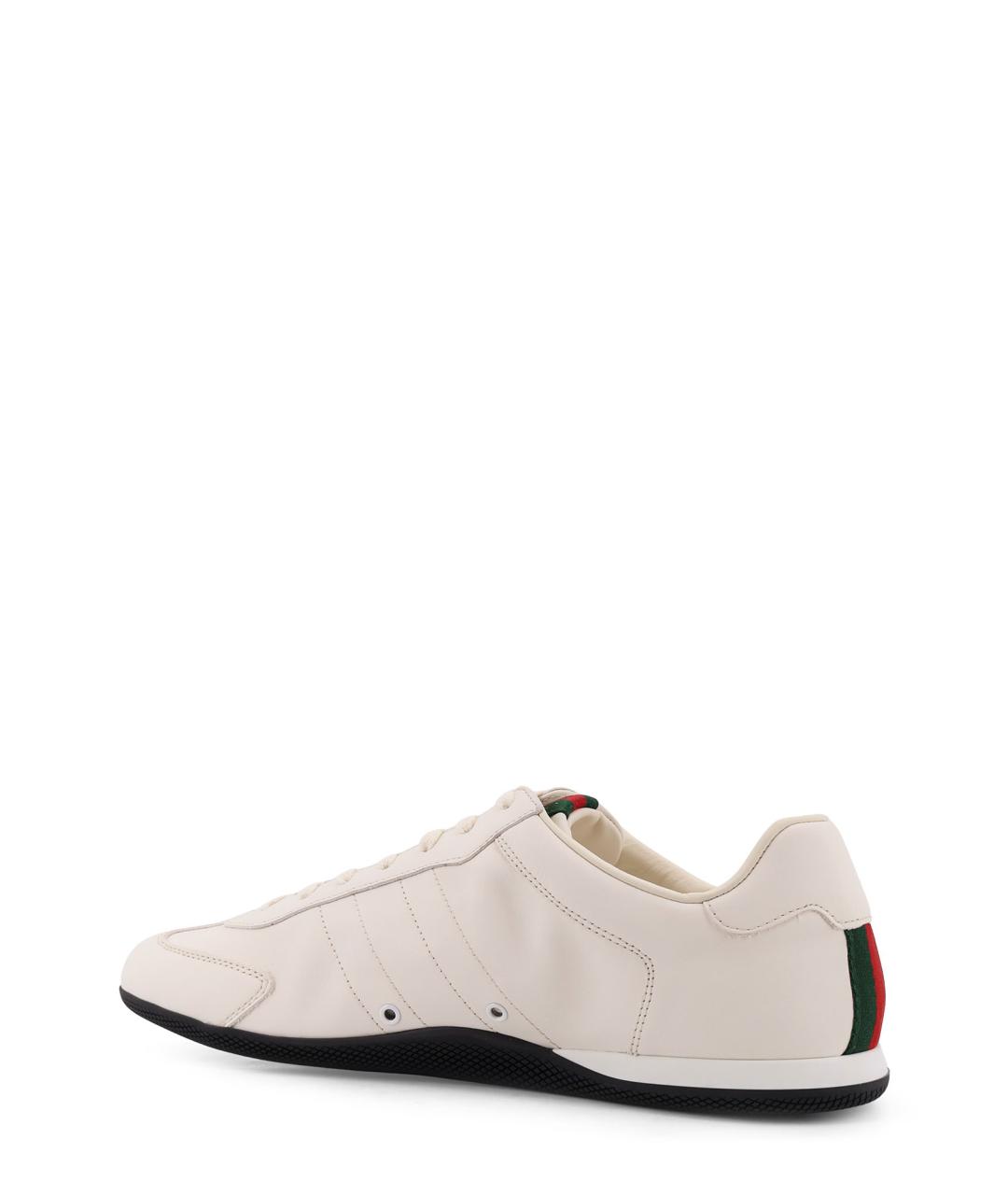 GUCCI Белые кожаные низкие кроссовки / кеды, фото 3