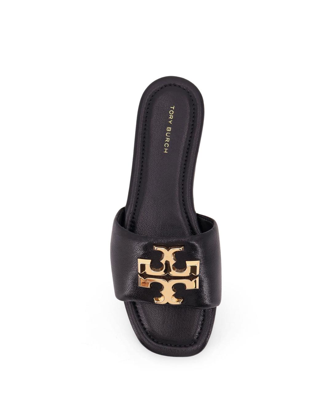 TORY BURCH Черные кожаные шлепанцы, фото 4