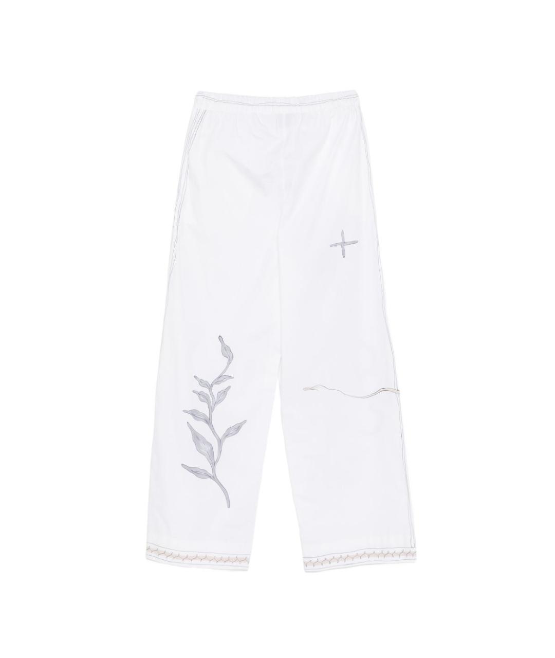 ALYSI Белые хлопковые прямые брюки, фото 2