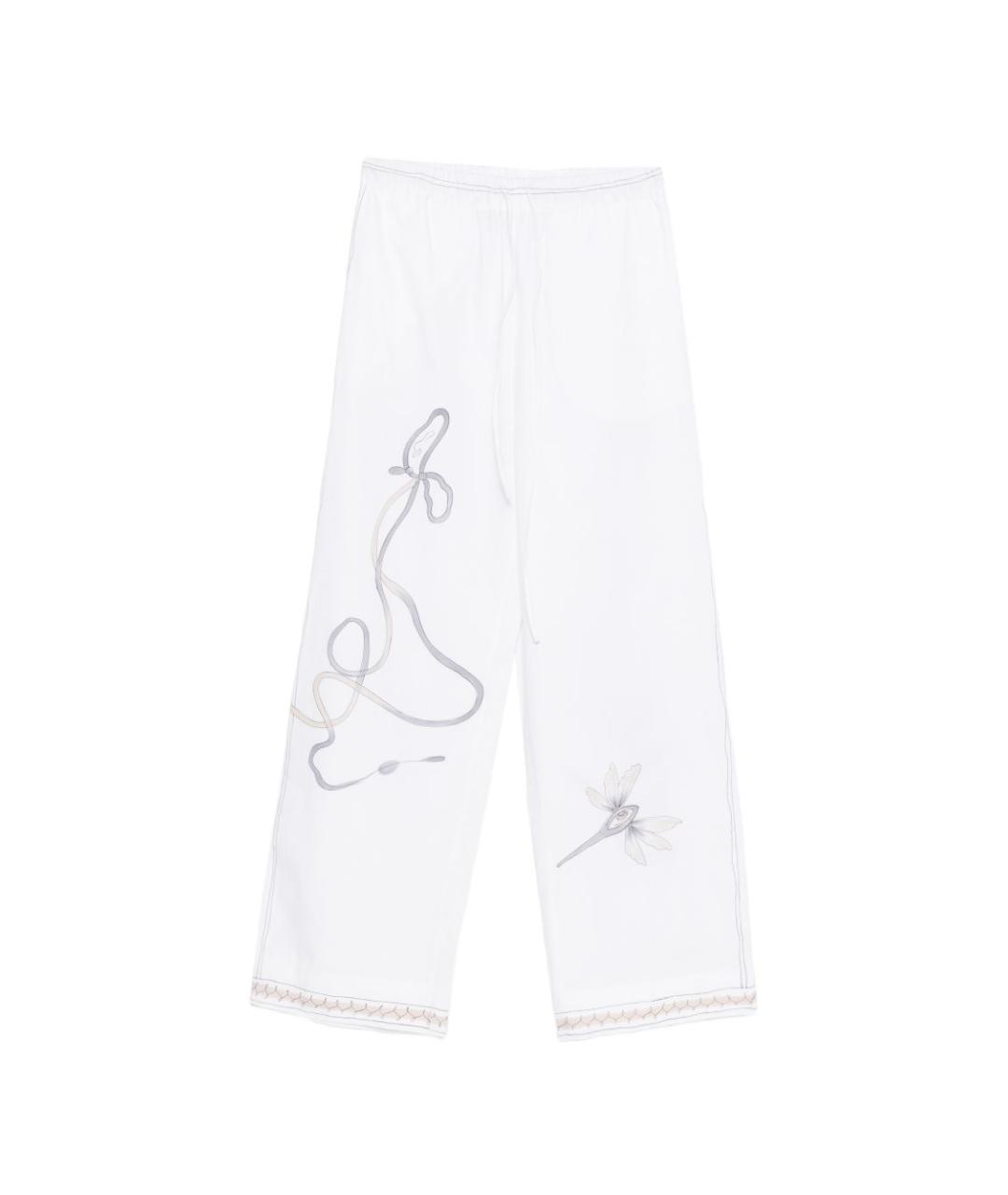 ALYSI Белые хлопковые прямые брюки, фото 1