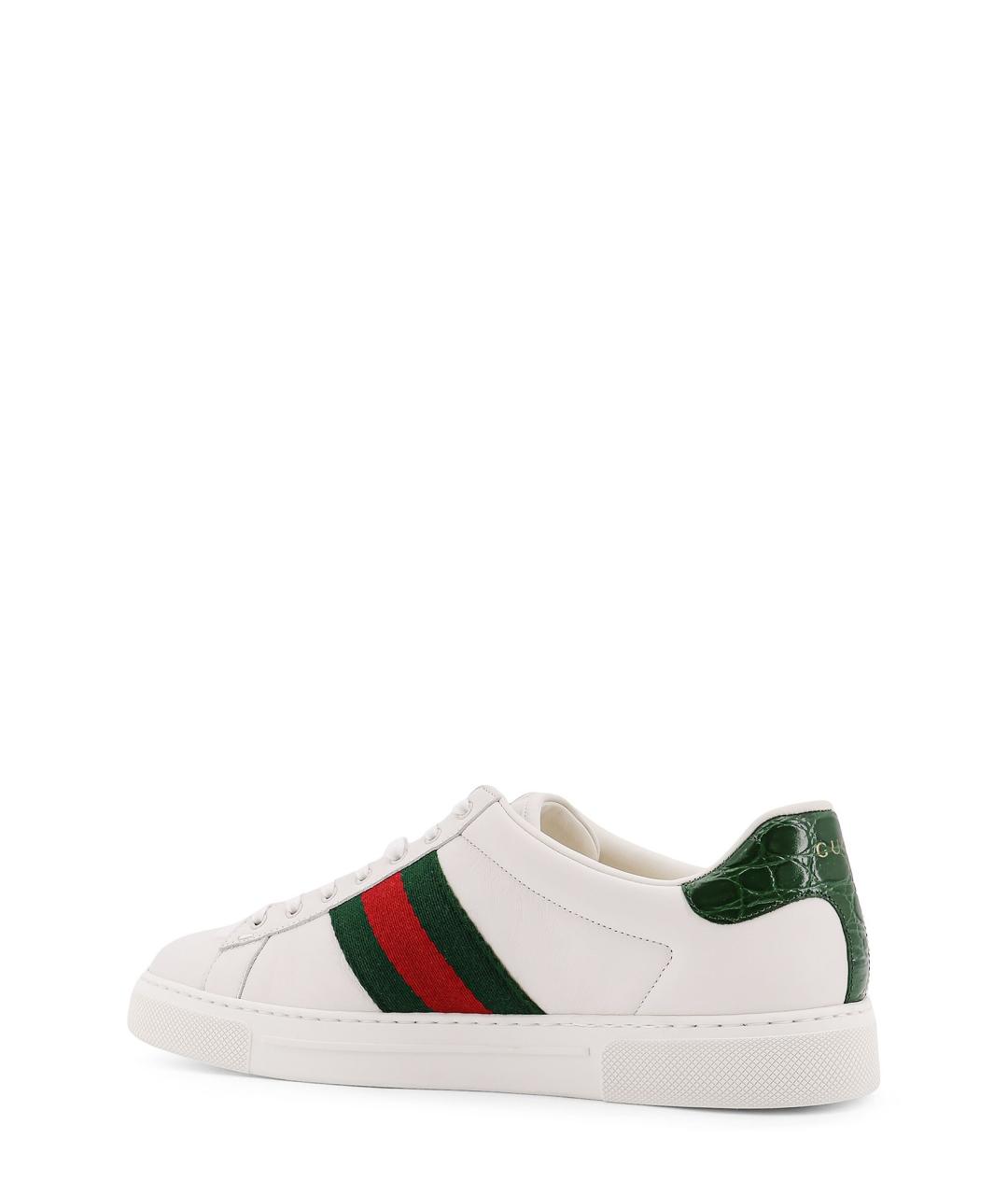 GUCCI Белые кожаные низкие кроссовки / кеды, фото 3