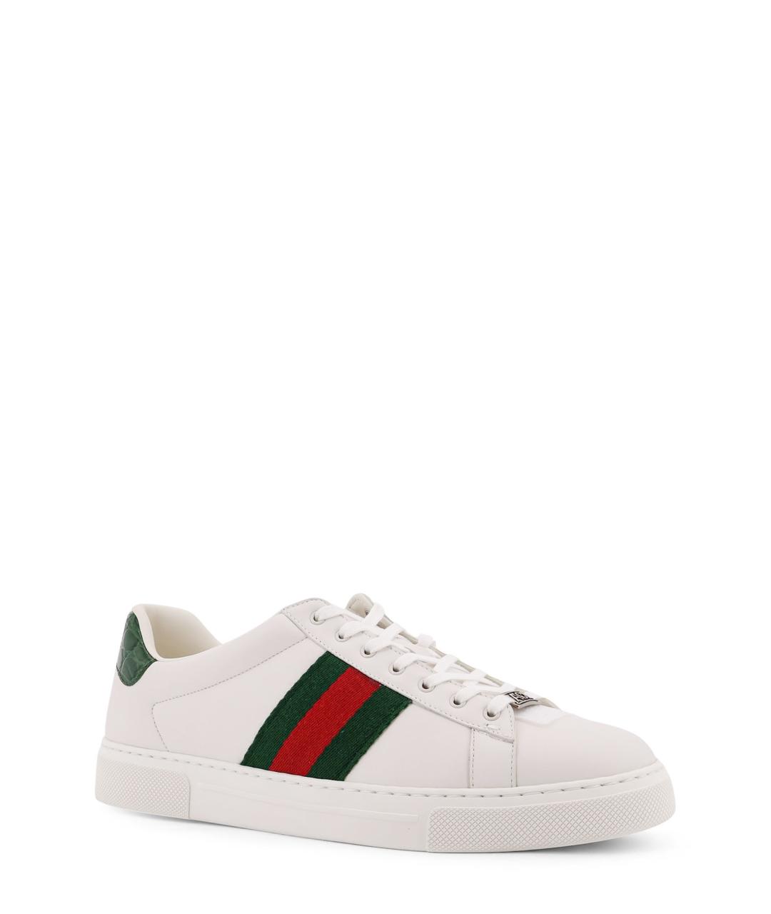 GUCCI Белые кожаные низкие кроссовки / кеды, фото 2