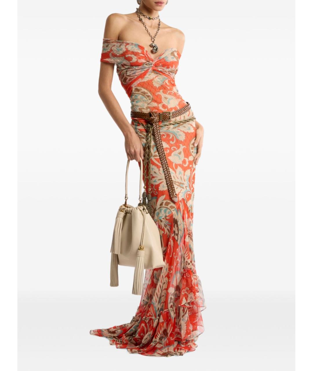 ETRO Оранжевое полиамидовое коктейльное платье, фото 3