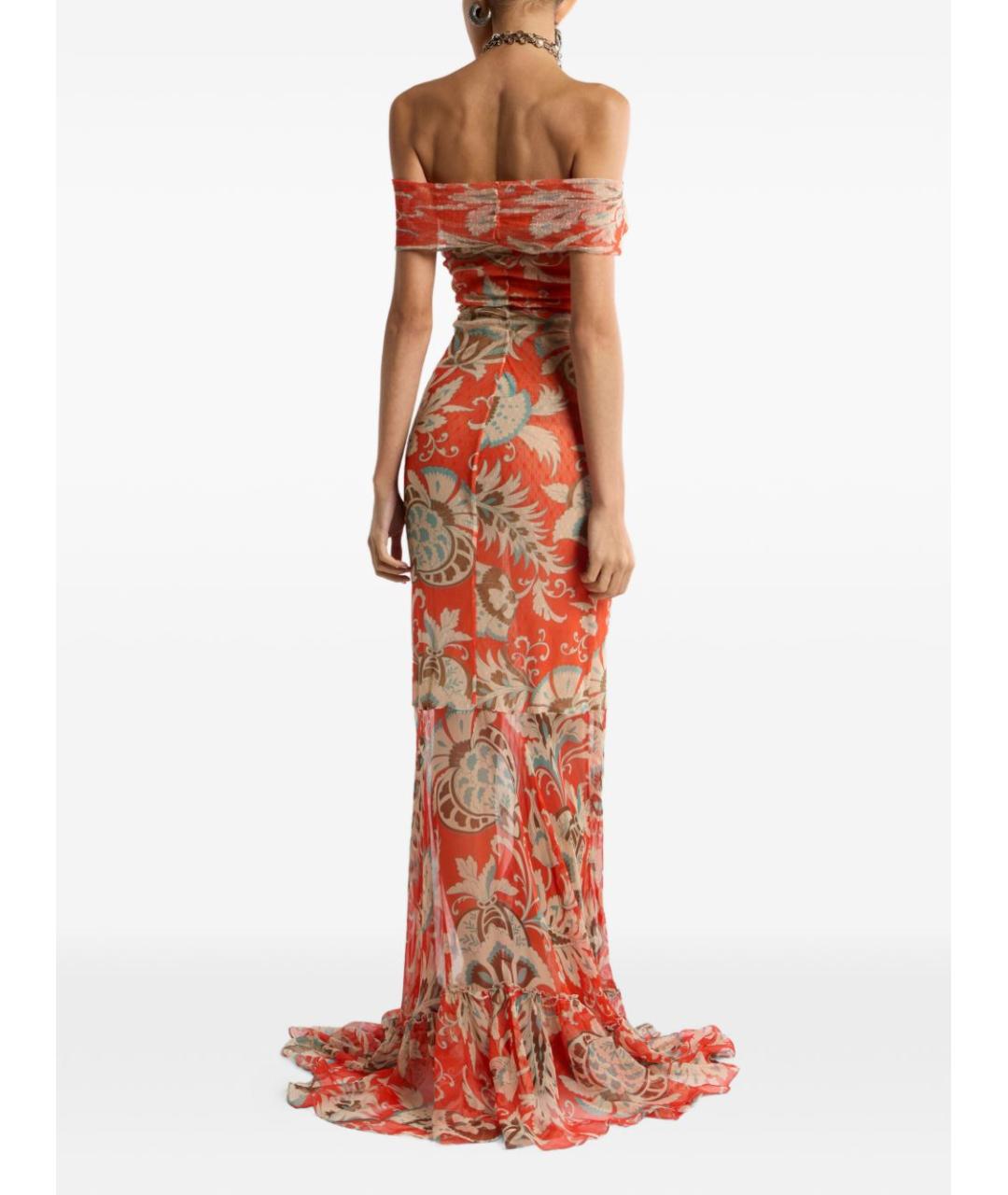 ETRO Оранжевое полиамидовое коктейльное платье, фото 4