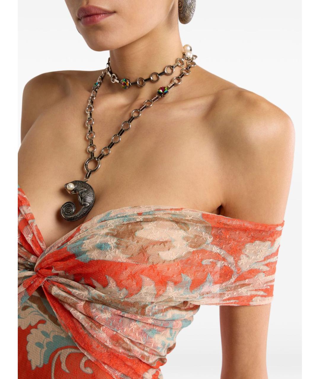 ETRO Оранжевое полиамидовое коктейльное платье, фото 2