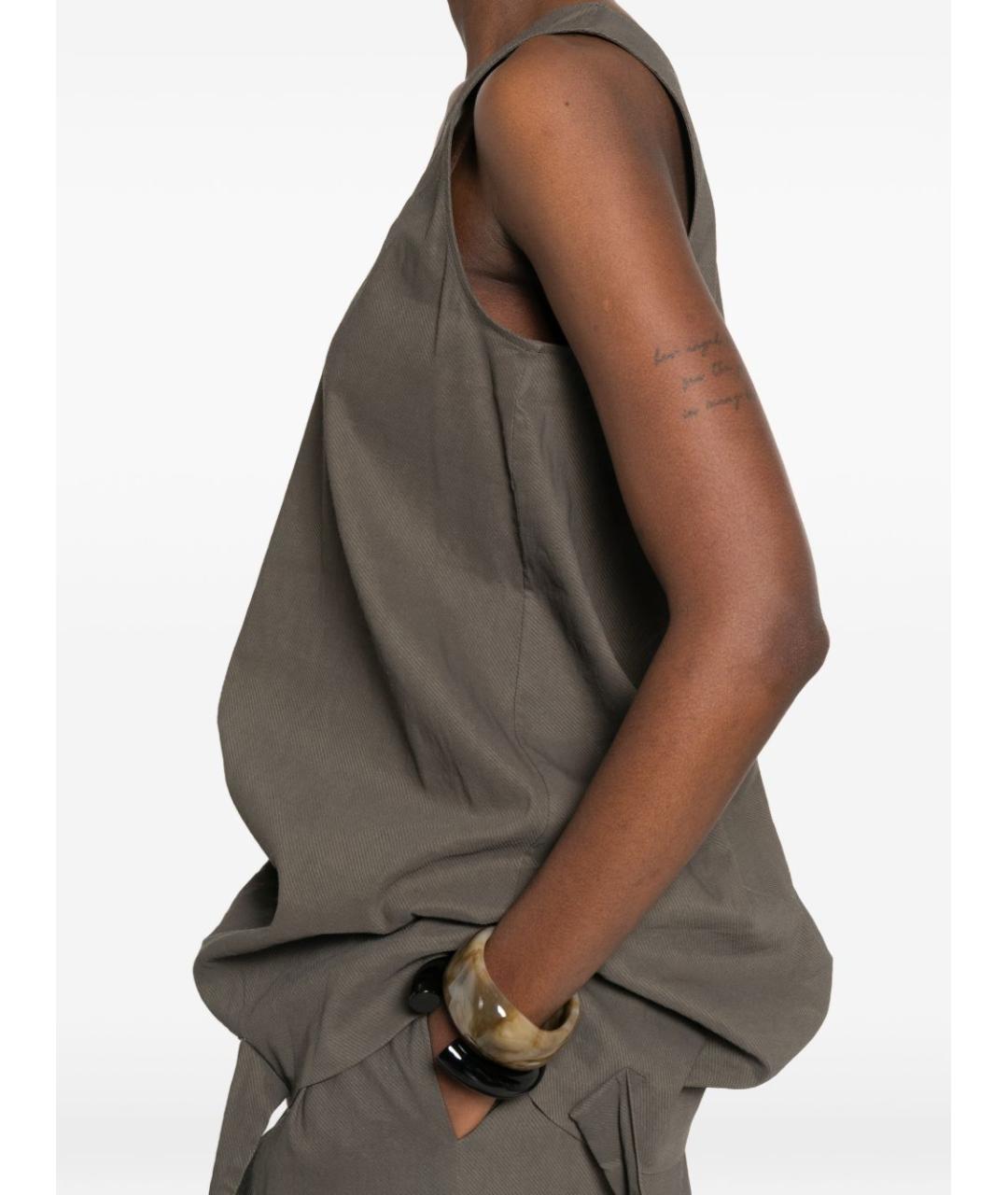 UMA WANG Серая льняная майка, фото 2