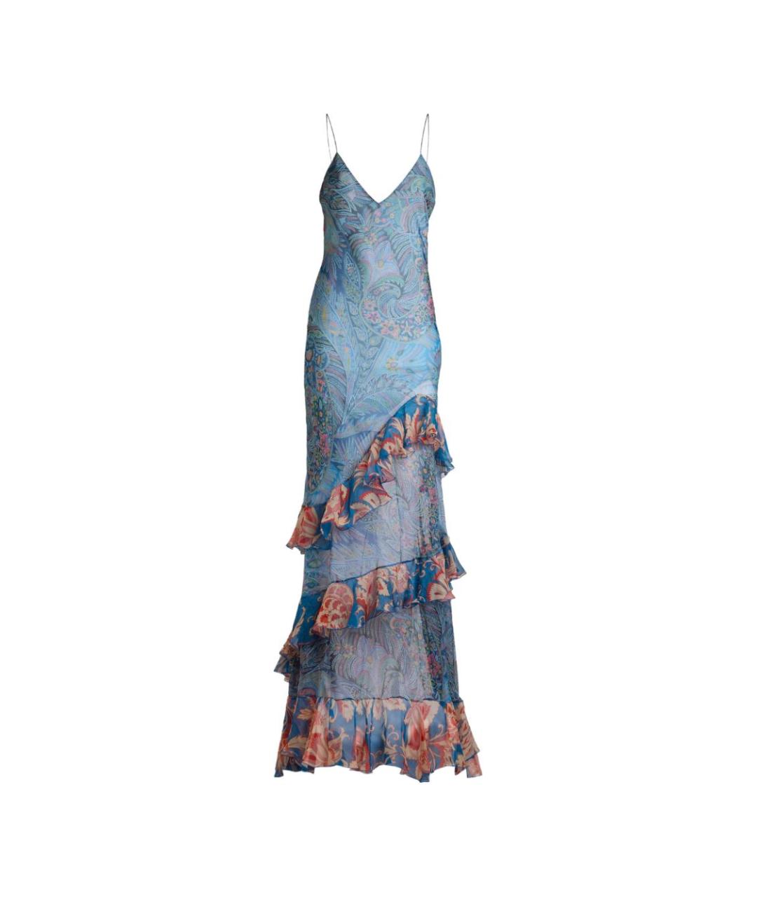 ETRO Голубое полиэстеровое вечернее платье, фото 1