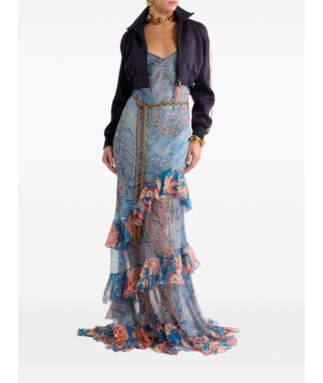 ETRO Голубое полиэстеровое вечернее платье, фото 3