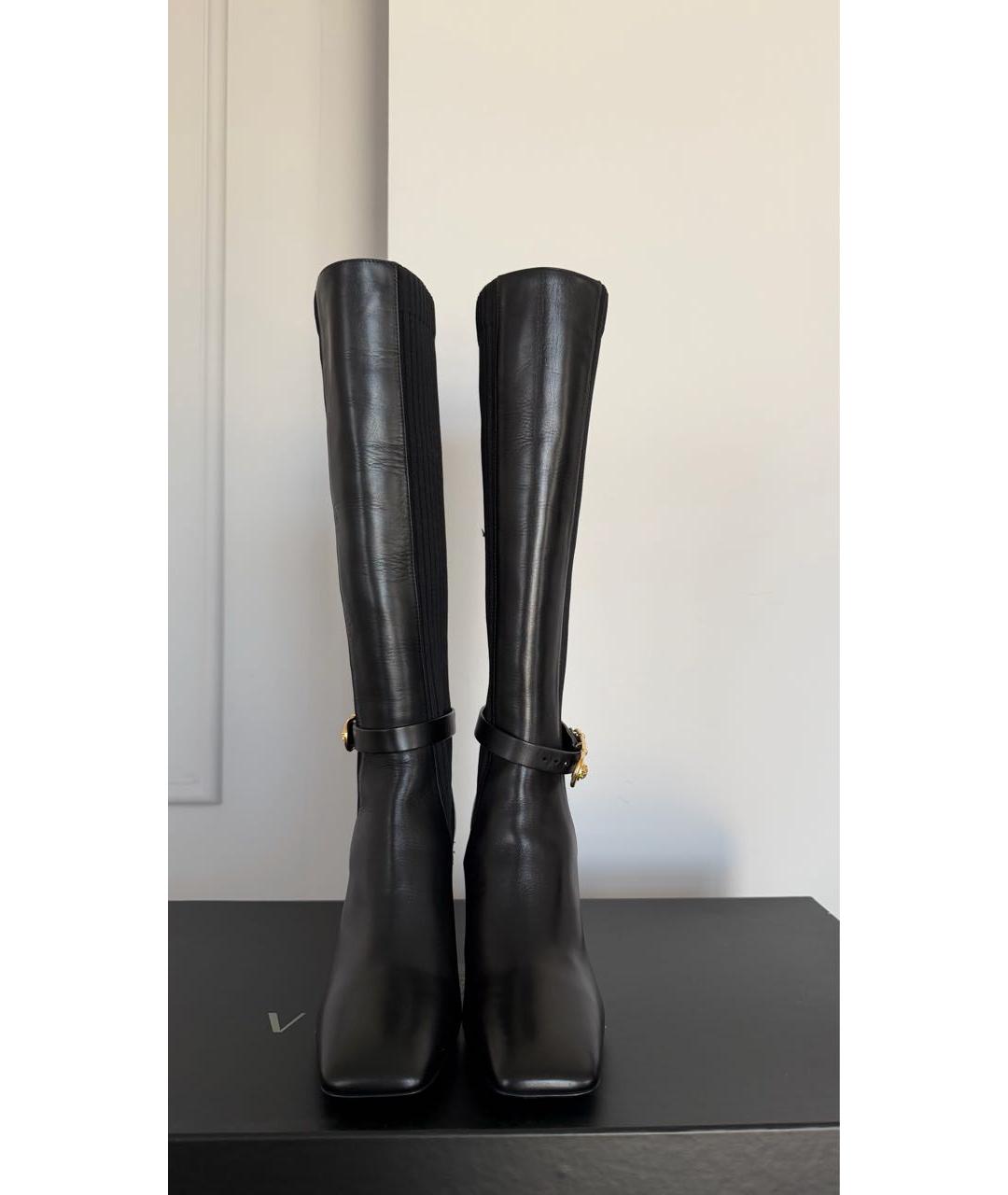 VERSACE Черные кожаные сапоги, фото 2