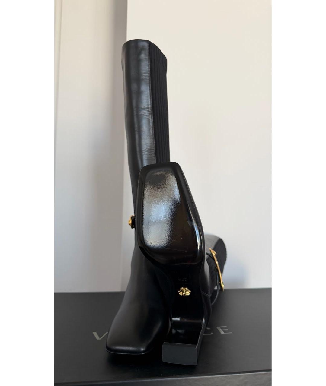 VERSACE Черные кожаные сапоги, фото 5