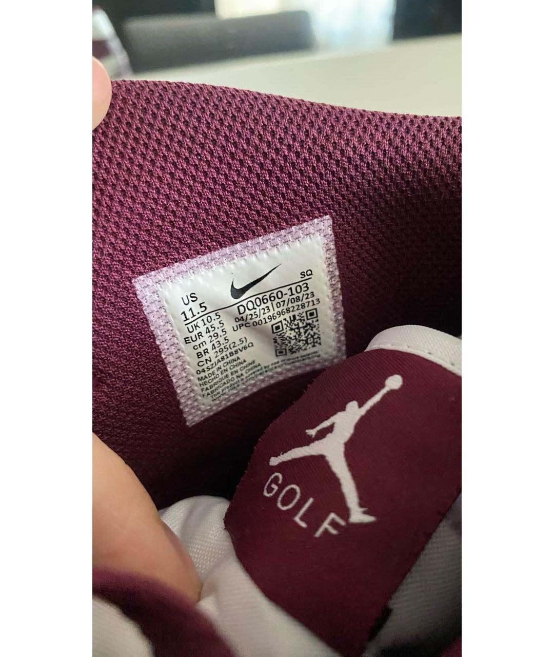 JORDAN Бордовые кожаные высокие кроссовки / кеды, фото 6