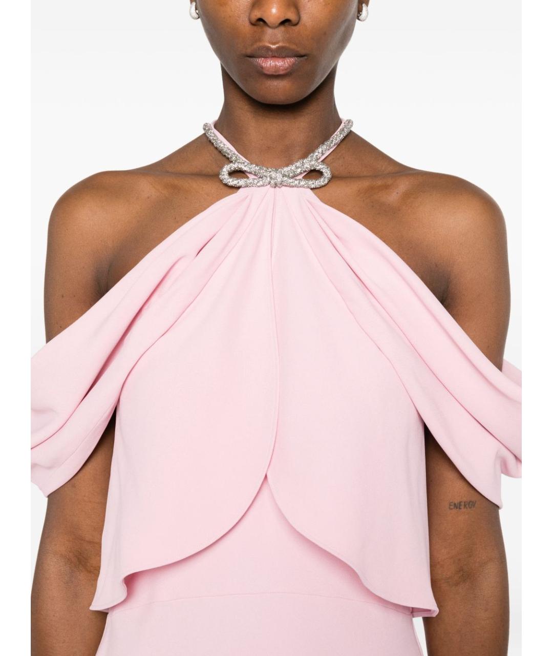 ALBERTA FERRETTI Розовое вискозное вечернее платье, фото 2