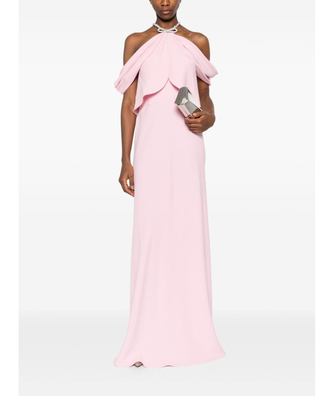 ALBERTA FERRETTI Розовое вискозное вечернее платье, фото 4