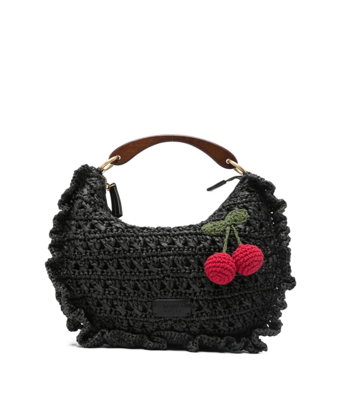 TWIN-SET Черная пелетеная сумка тоут, фото 1