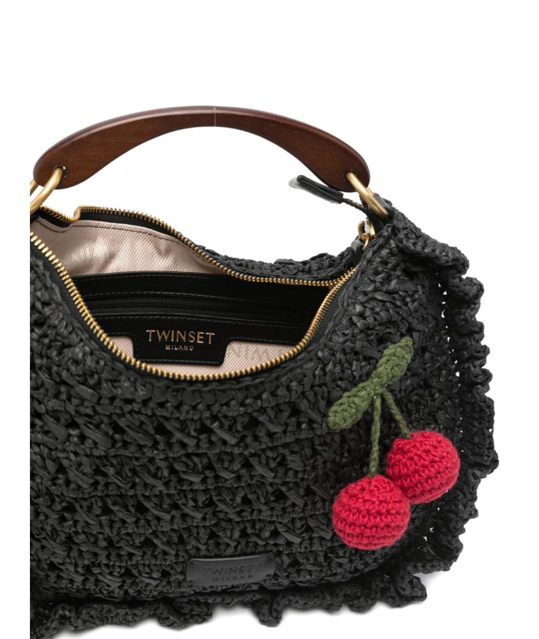 TWIN-SET Черная пелетеная сумка тоут, фото 3