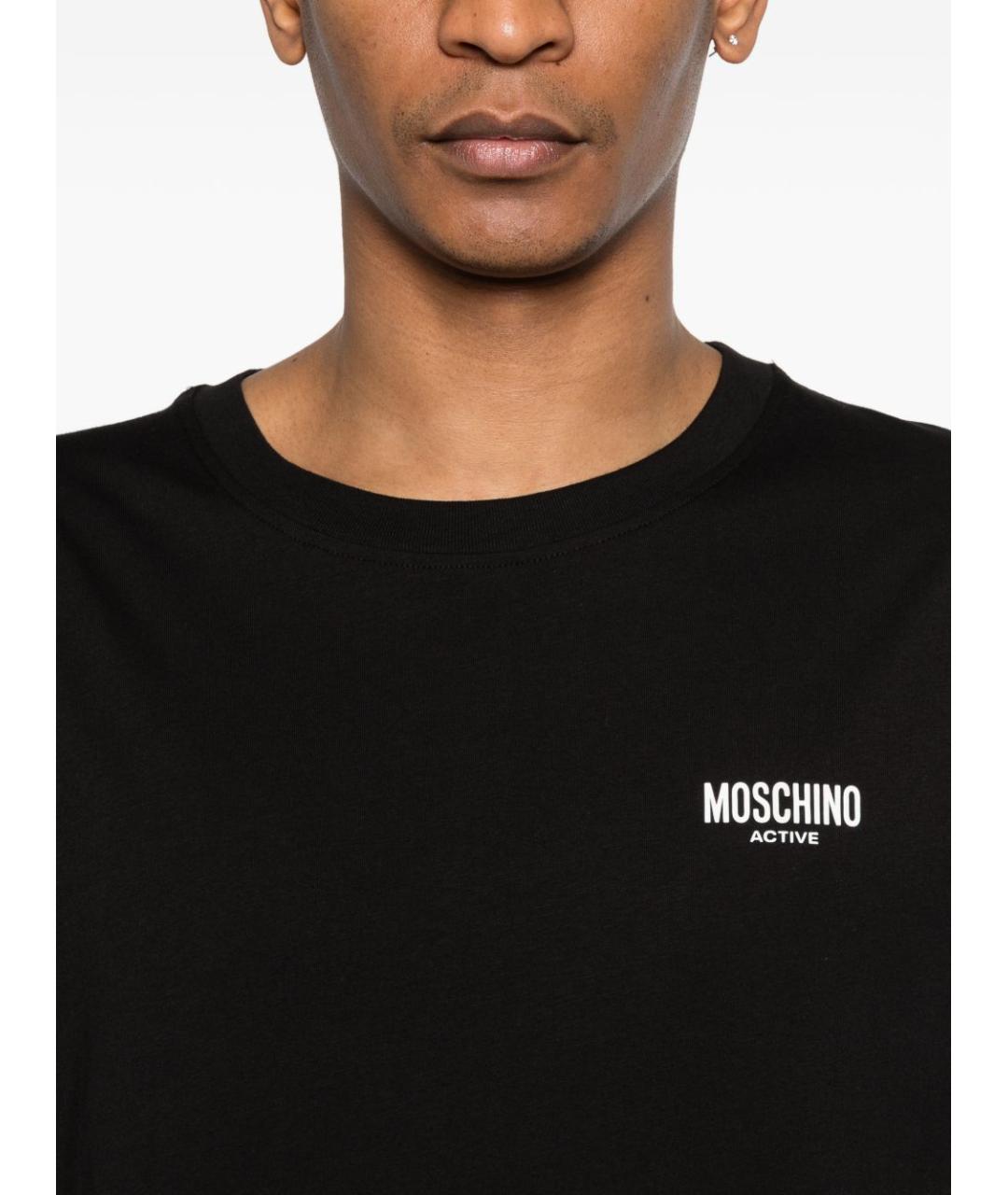 MOSCHINO UNDERWEAR Черная хлопковая футболка, фото 4