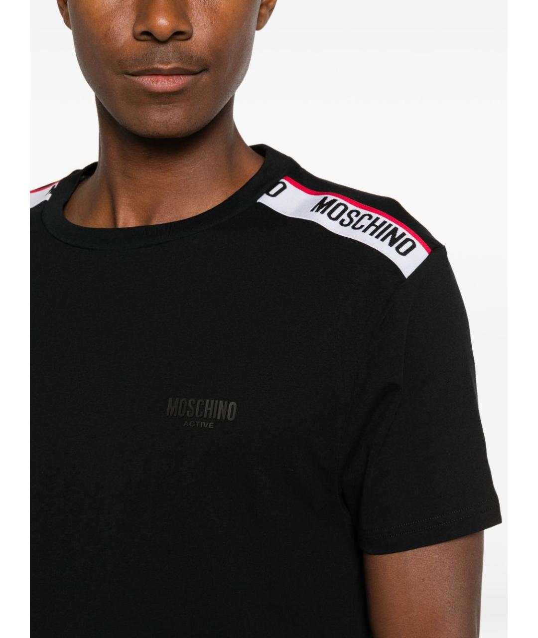 MOSCHINO UNDERWEAR Черная хлопковая футболка, фото 2