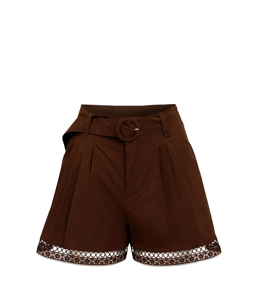 TWIN-SET Коричневые хлопковые шорты, фото 3
