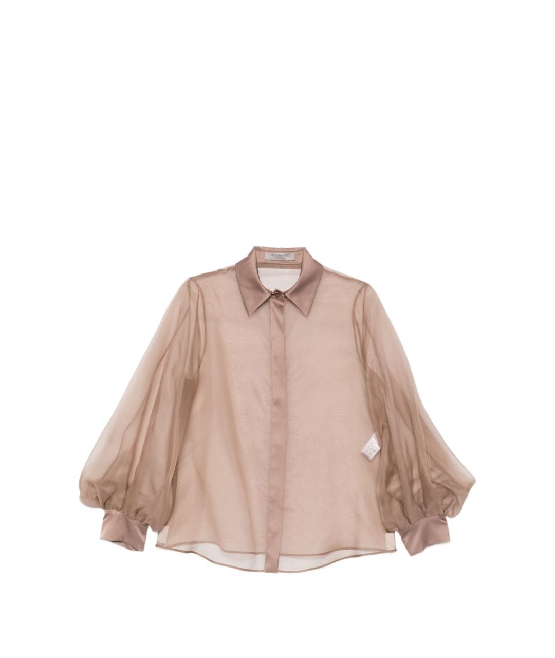 D.EXTERIOR Коричневая шелковая рубашка, фото 4