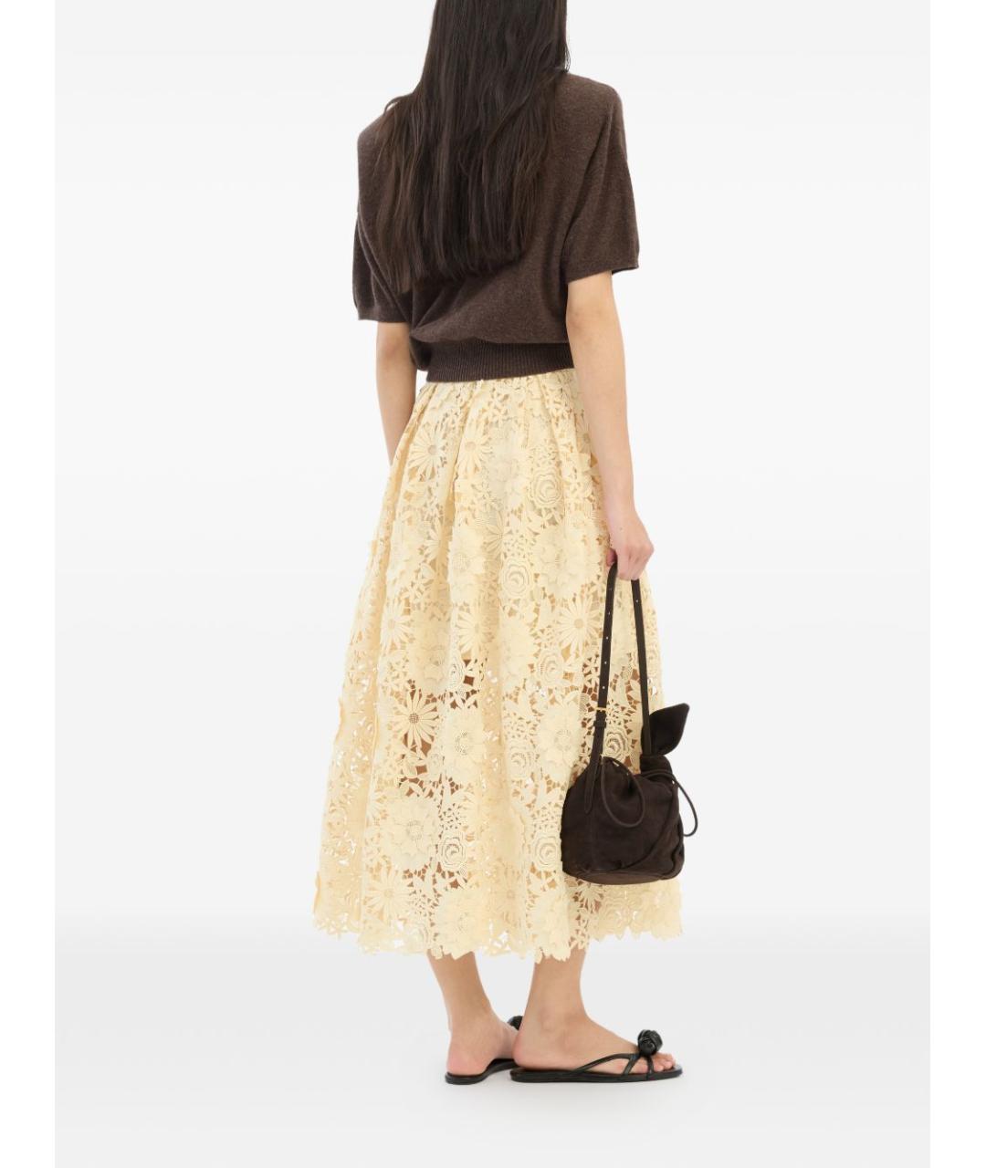 ROTATE Желтая полиэстеровая юбка миди, фото 2