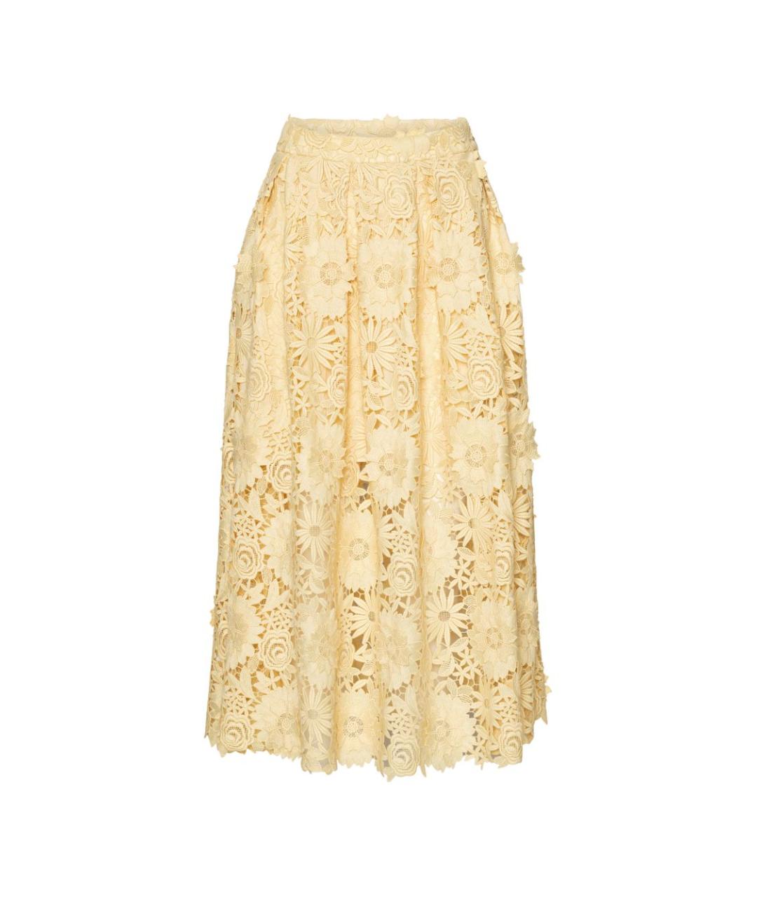 ROTATE Желтая полиэстеровая юбка миди, фото 1