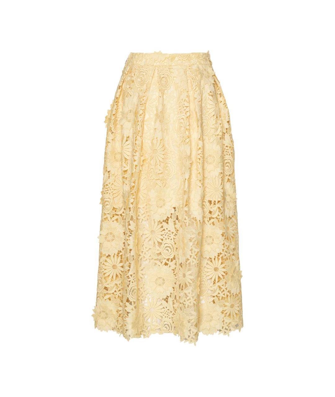 ROTATE Желтая полиэстеровая юбка миди, фото 6