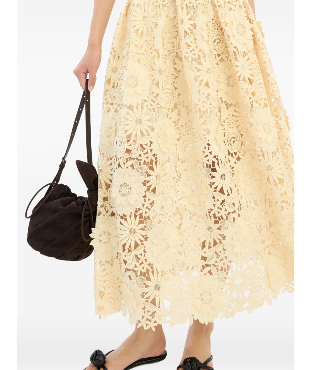 ROTATE Желтая полиэстеровая юбка миди, фото 5