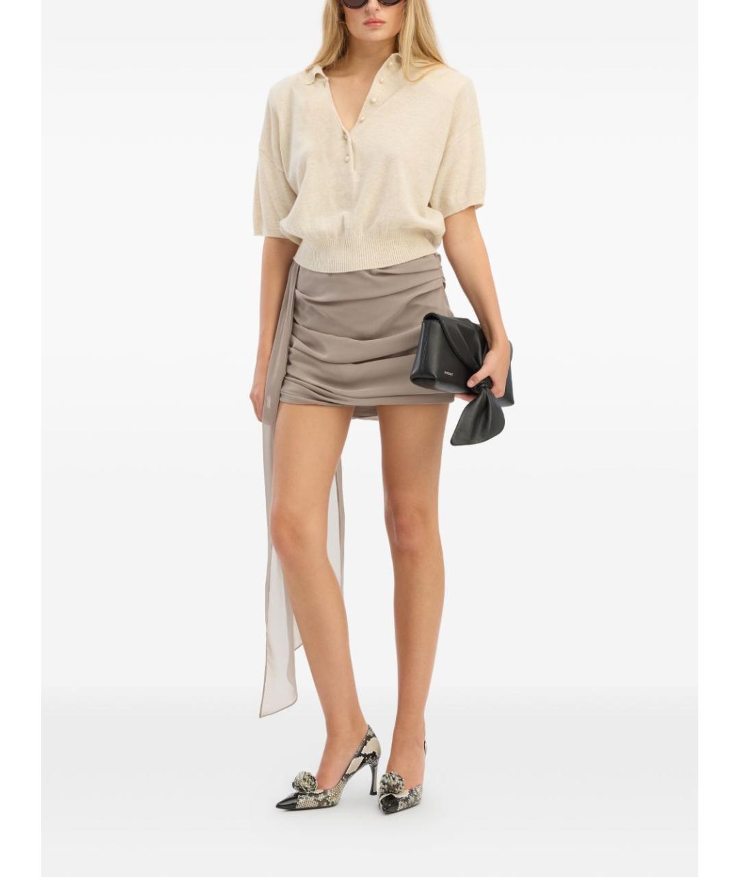 ROTATE Бежевая полиэстеровая юбка мини, фото 6