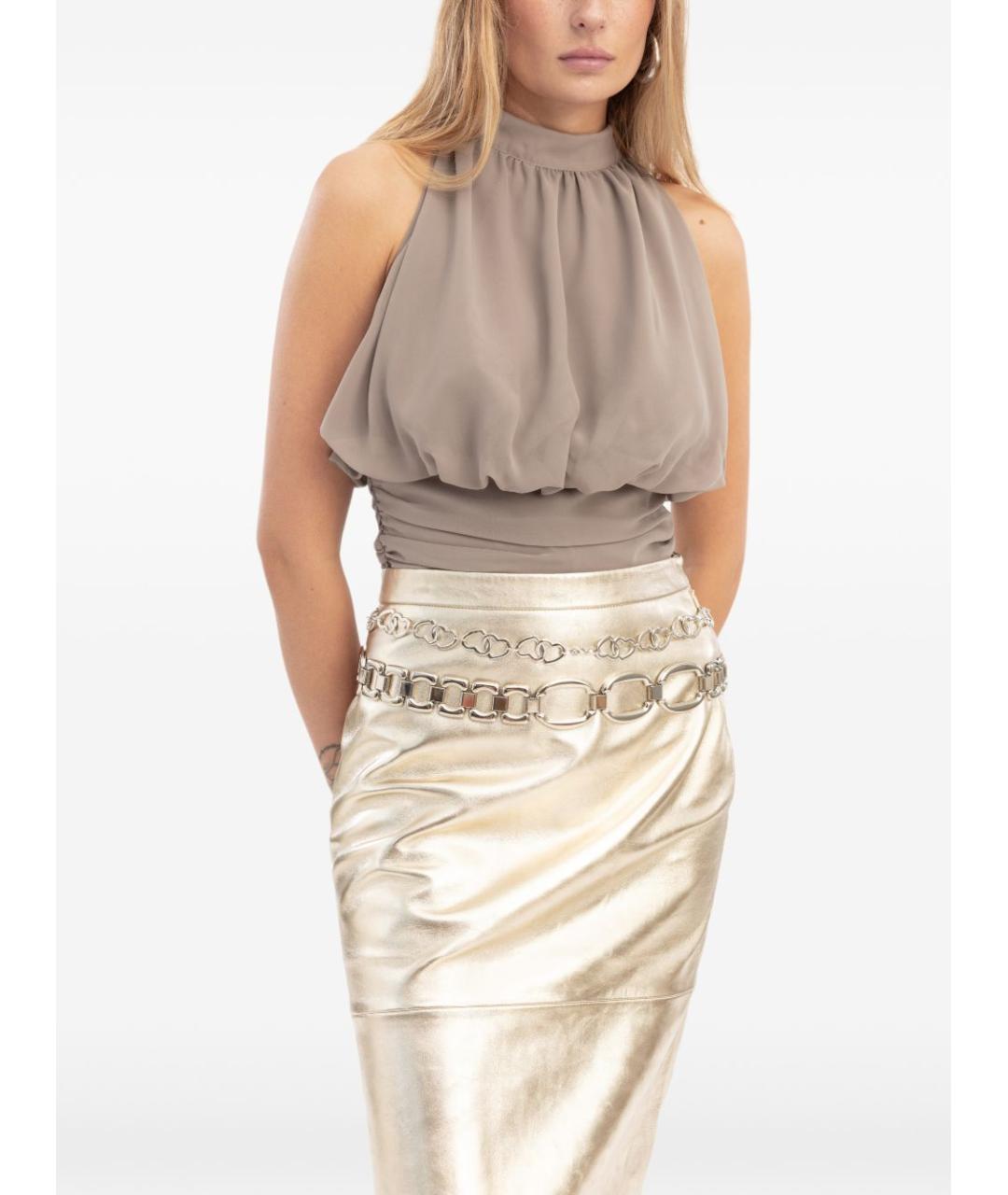 ROTATE Бежевая полиэстеровая блузы, фото 6