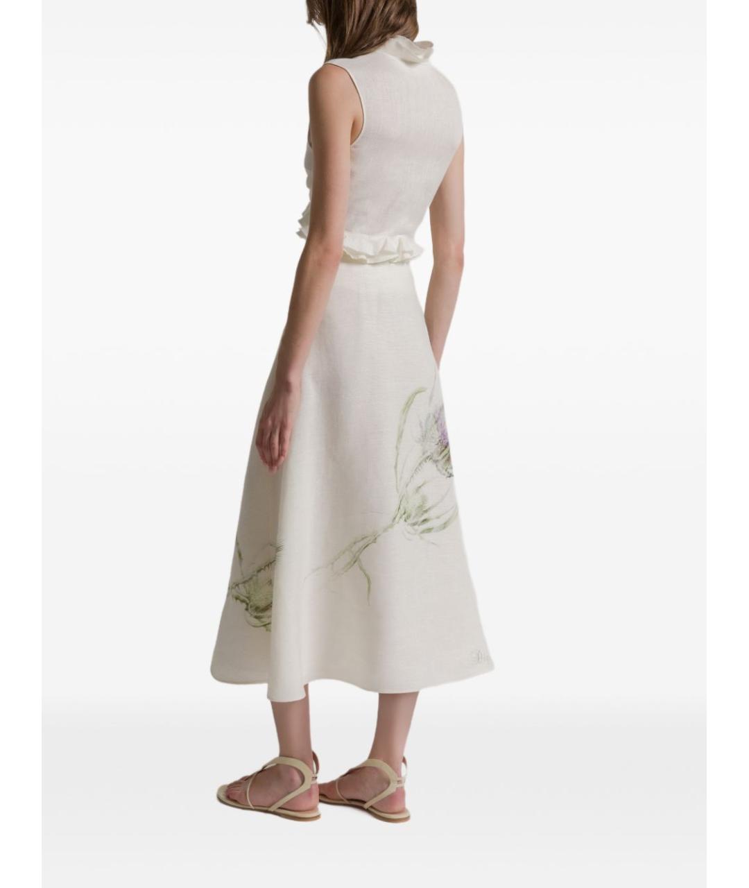 ALBERTA FERRETTI Бежевая льняная юбка миди, фото 4