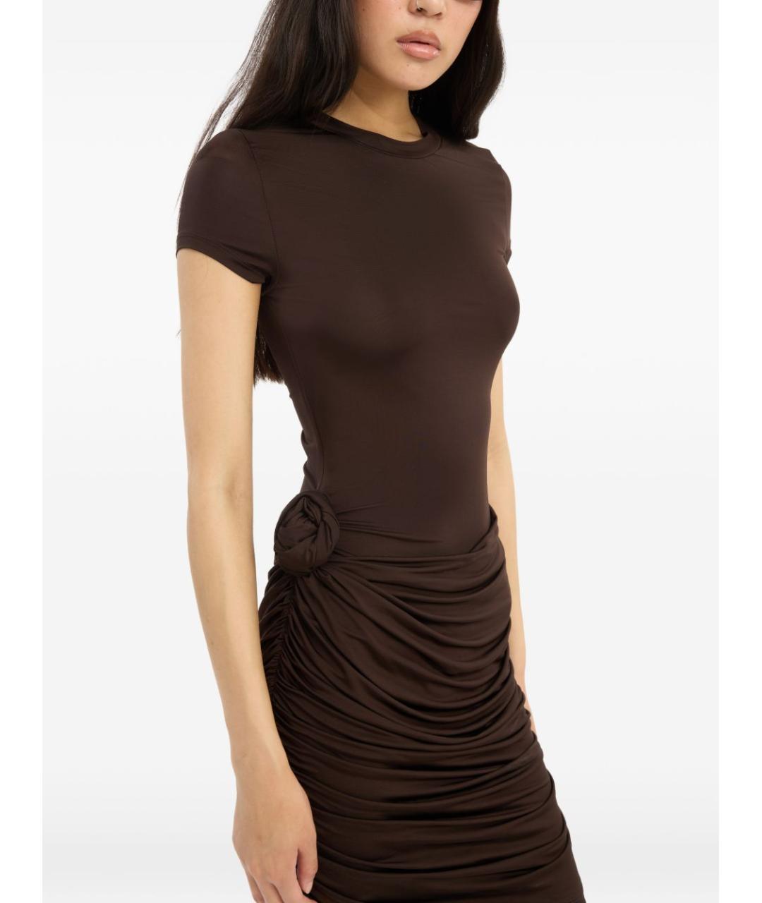 ROTATE Коричневое вискозное коктейльное платье, фото 5