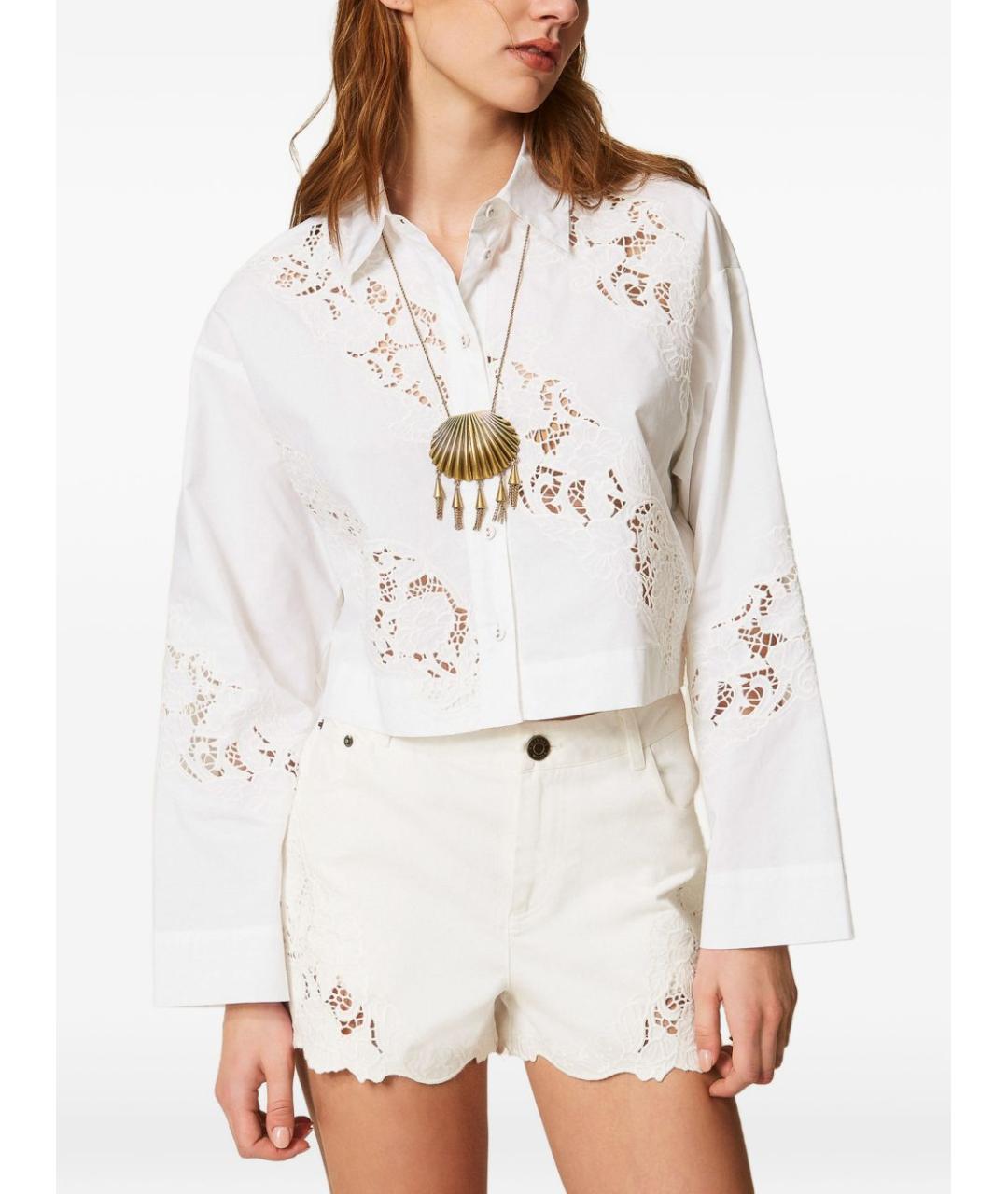 TWIN-SET Белая хлопковая рубашка, фото 3