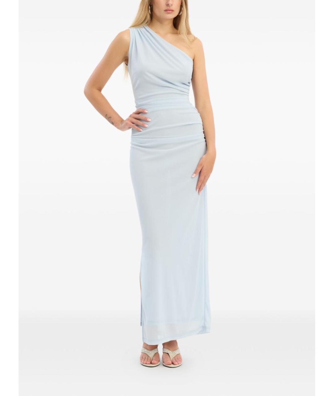 ROTATE Голубое полиэстеровое коктейльное платье, фото 2