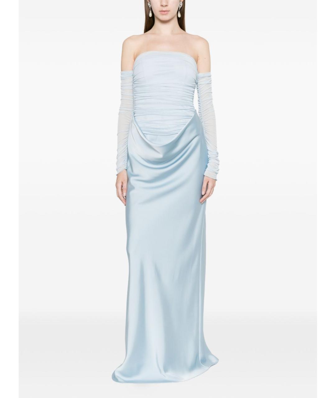 ROTATE Голубое полиэстеровое вечернее платье, фото 5