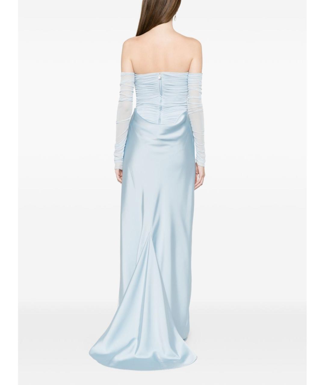 ROTATE Голубое полиэстеровое вечернее платье, фото 4