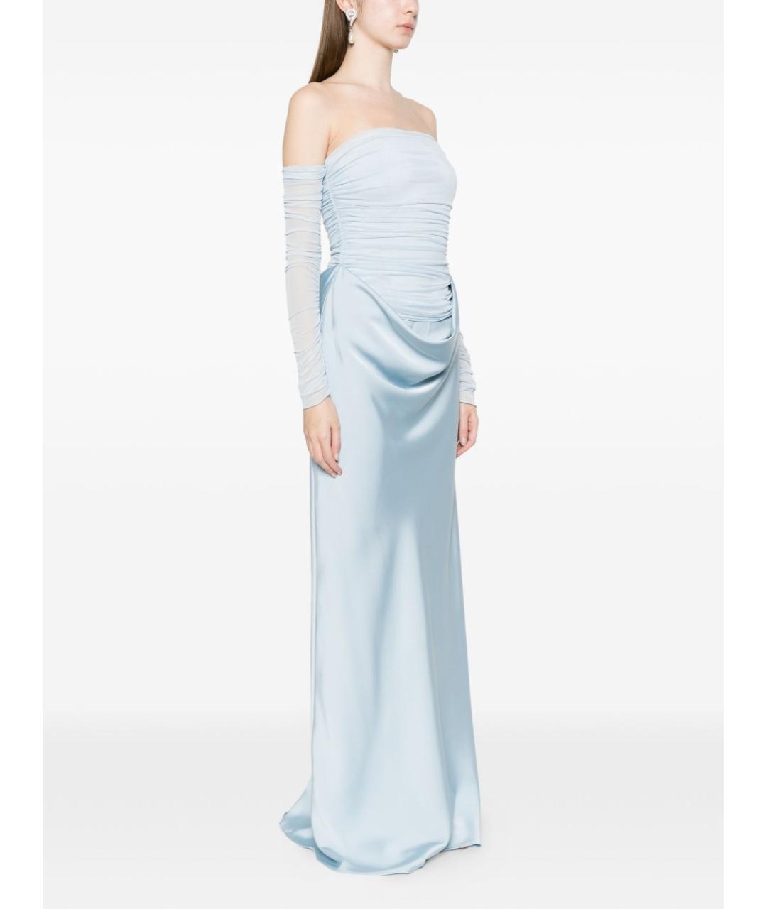 ROTATE Голубое полиэстеровое вечернее платье, фото 2