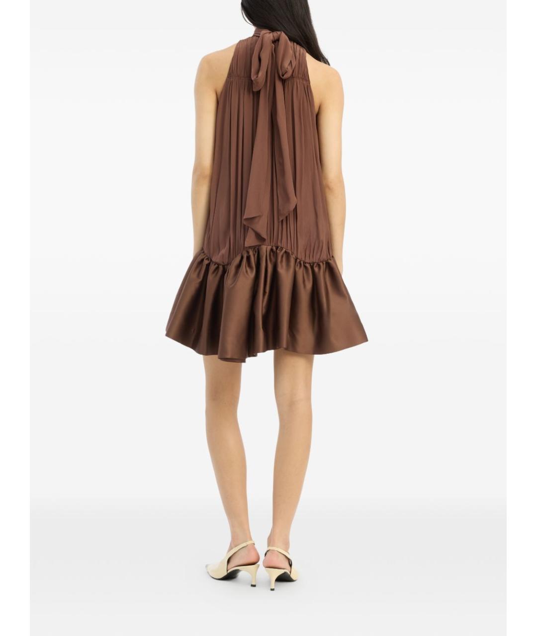 ROTATE Коричневое вискозное коктейльное платье, фото 5